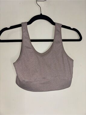 aerie Ribbed Scoop Crop Bralette - Mauve Taupe